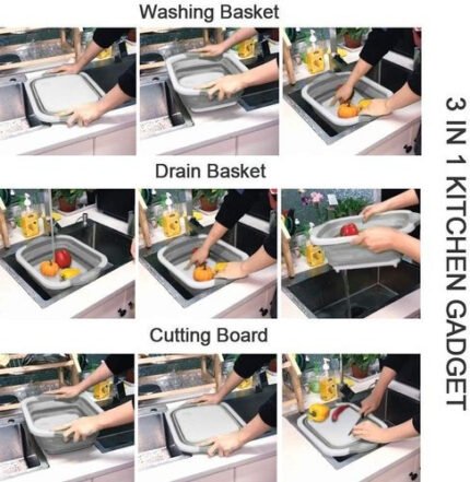 Collapsable tray for washing fruits vegetables